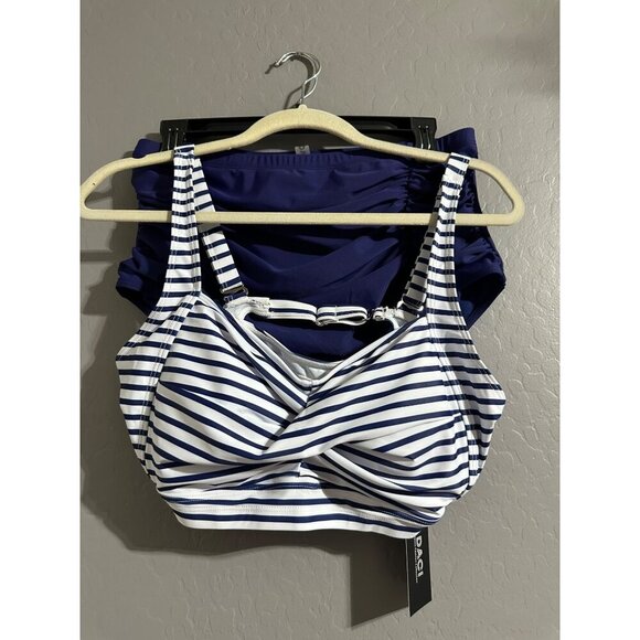 Daci Women's Twist Front High Retro Top Waist Ruched Bottoms Swimsuit 14W NWT - Picture 3 of 8